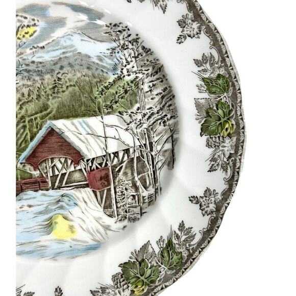 Johnson Bros Friendly Village England Vintage The Covered Bridge Plate-10.5" - Picture 5 of 8